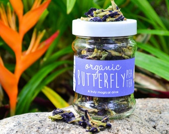 Organic Butterfly Pea Tea in a JAR 30g/ Organic Tea / Thai Herbal Tea / Fair-trade / Thai Tea / Naturally Sourced / Flower Tea / Organic Tea