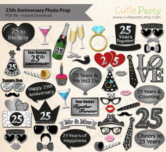 25th Anniversary Party Photo Booth Prop Twenty Fifth Wedding