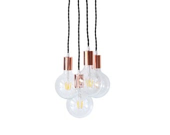 Copper Chandelier Light Cluster Rose Gold Pendant Lighting Swag Chandelier Ceiling Lights Hanging Lights Edison Modern Chandelier Home Decor