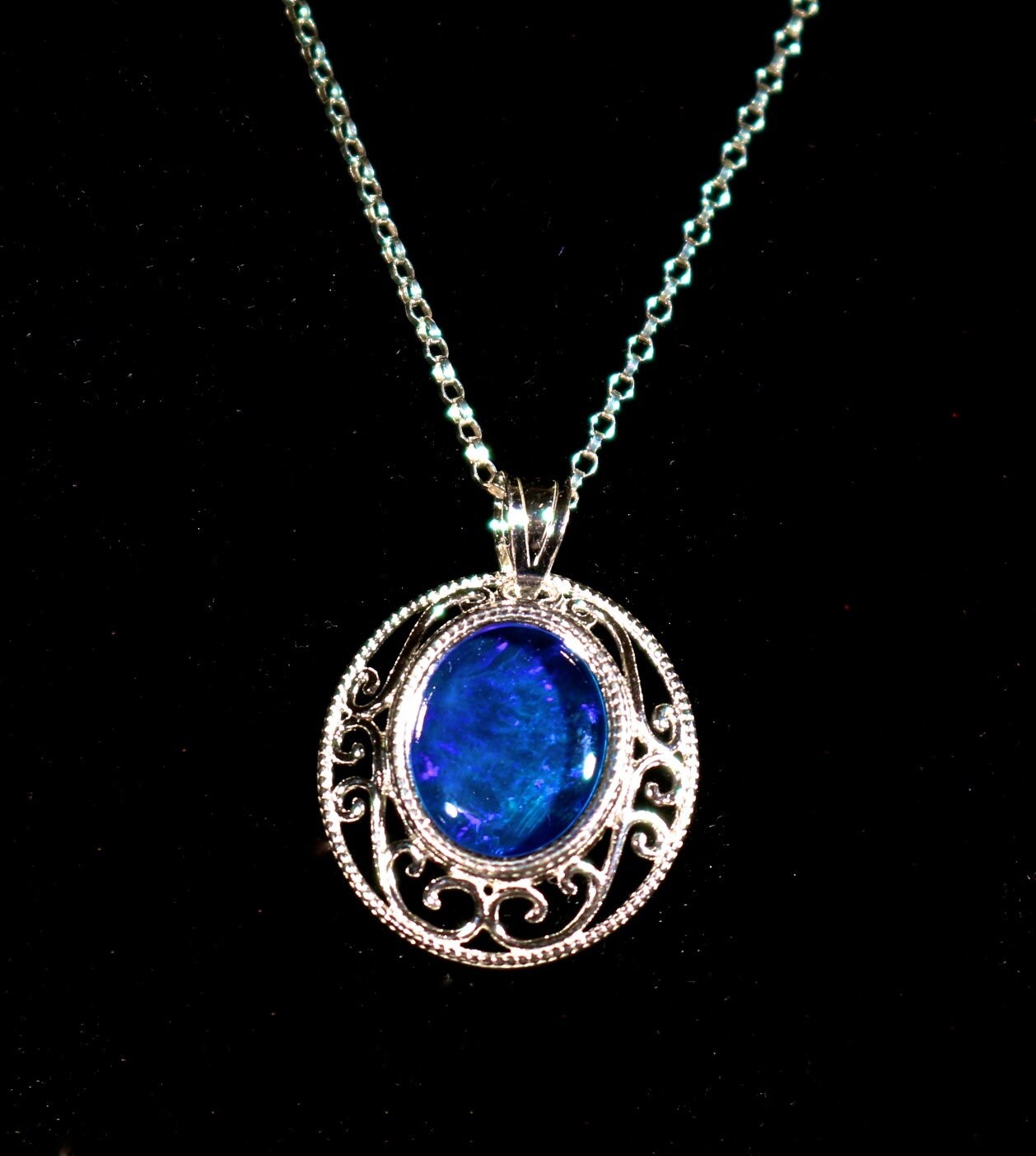 See VIDEO: Midnight Blue Fire Opal Necklace. Australian