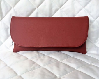 Red Small Faux Leather Foldover Purse