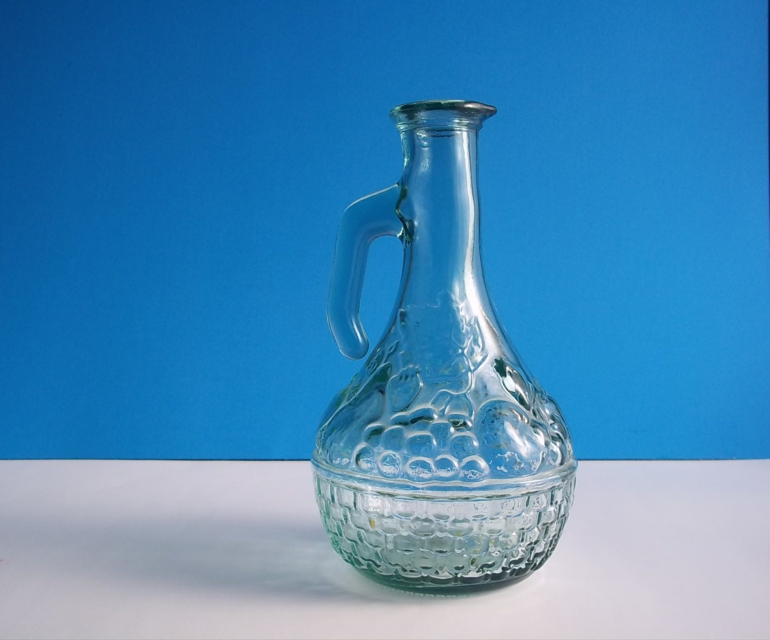 SALE Glass Wine Carafe with Handle Vintage Pitcher 7