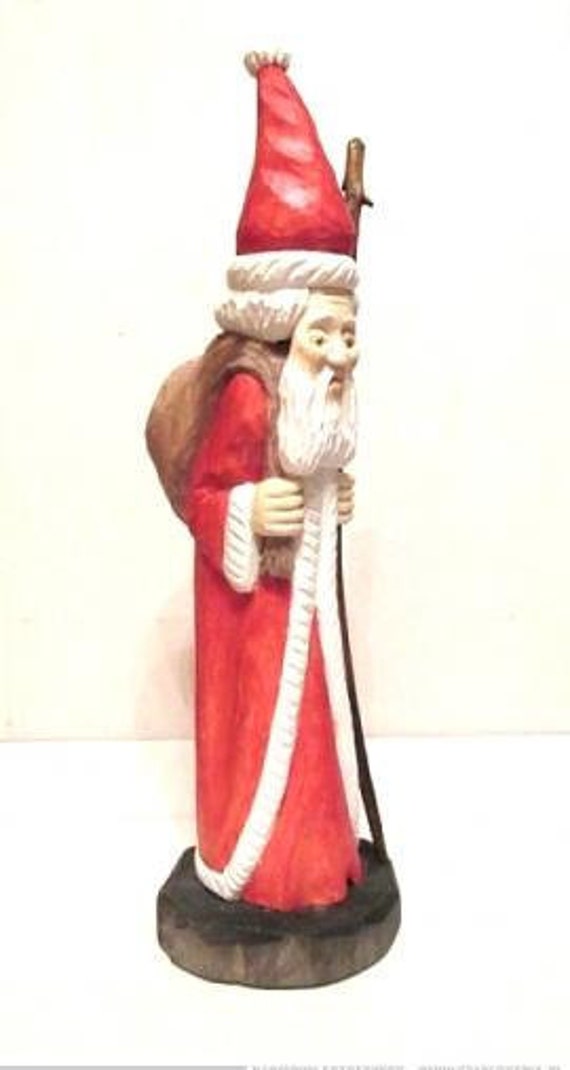Items similar to Christmas Sale Wooden Santa Claus Statue Wood Carving