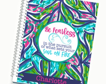 2017 Daily Planner, BE FEARLESS pretty Personalized Planner, Weekly Planner, Planner Accessories, Cute Planners, Lily Pulitzer Inspired