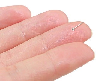 Teeny Tiny 1mm CZ Sterling Silver Nose Stud, Nose Ring, Silver Nose Stud, Sterling Nose Stud, 1mm Nose Stud, Tiny Nose Ring, 1mm Nose Stud