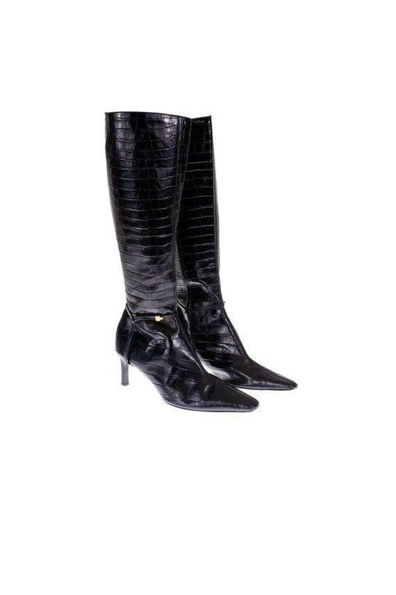 Black Pattern Leather Boots | black alligator pattern leather boots free shipping Black Pattern Leather Boots | black alligator pattern leather boots free shipping