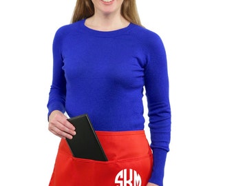Monogrammed 3 Pocket Half Apron great for personal or business use Personalized Apron Teacher Apron