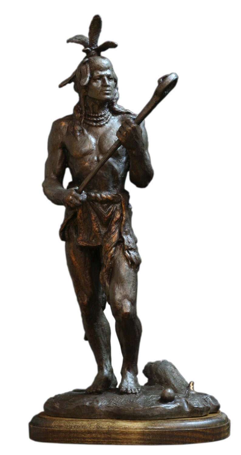 Native American Lacrosse Player Sculpture by Mike Call. Lax