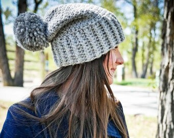 Crochet Hat PATTERN: Slouchy Crochet Hat, Slouchy Hat, Slouchy Beanie, Chunky Hat, Winter Hat, Toque Hat Pattern, Pompom Hat, WeeYarn