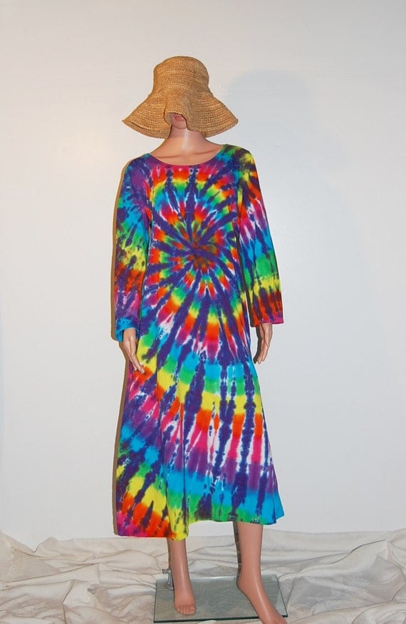 TIE DYE Dress Double Neon Rainbow Grateful Dead Tye Dye Long
