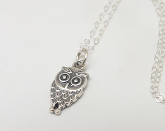 Owl Necklace, Owl Silver Necklace, Owl Pendant, Owl Jewelry, Owl Charm, Sustainable Jewelry, Eco Fashion, Minimalist Jewelry, Owl
