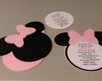 DIY Minnie Mouse Invitations in Light Pink, Birthday Invitation, Baby Shower Invitation Set, Build Your Own Invitations