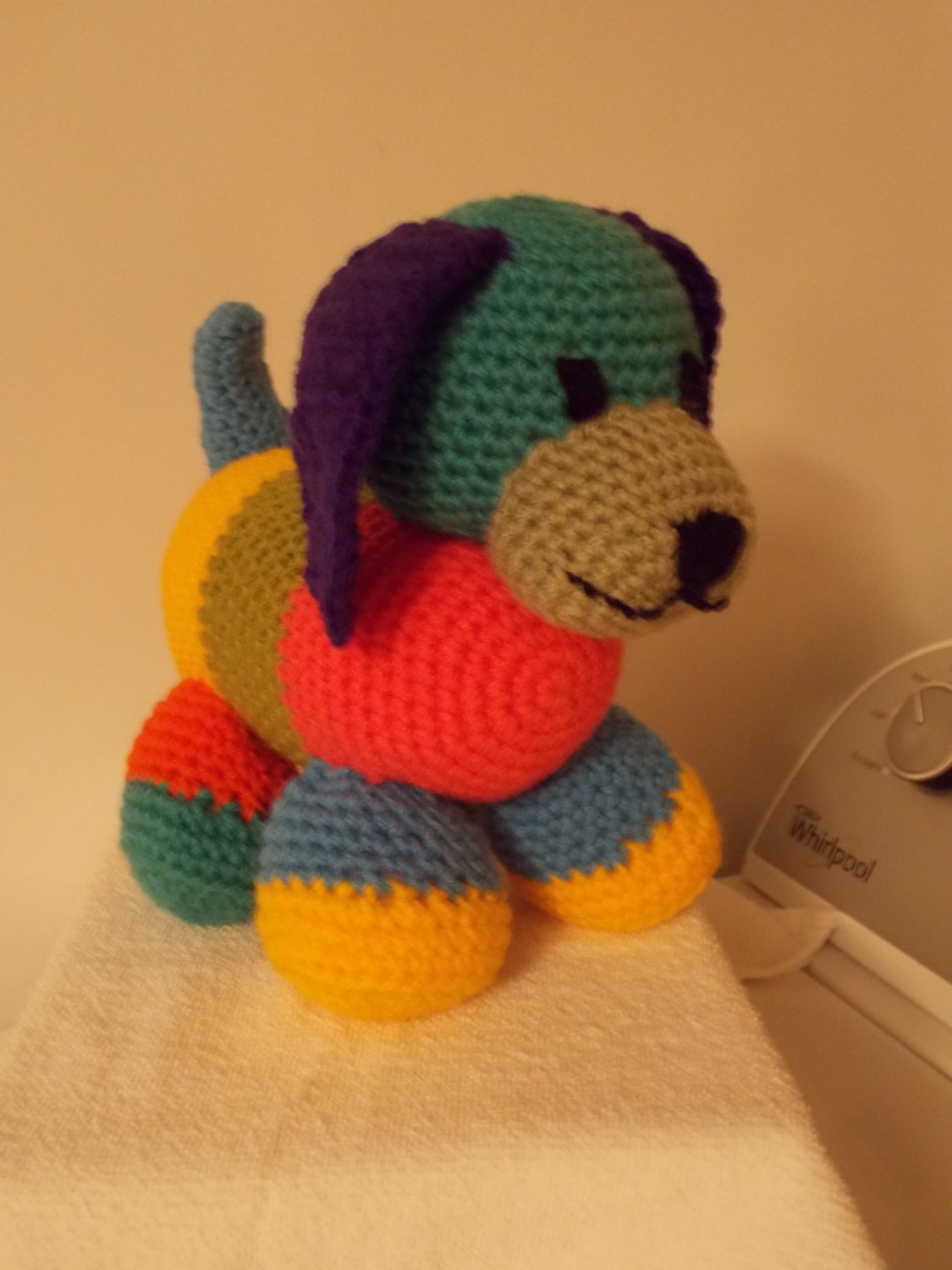 Crocheted Patchwork Dog handmade amigurumi cute plushie