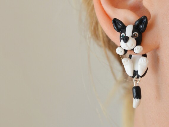 dog earrings black dog post earrings dog stud earrings ear