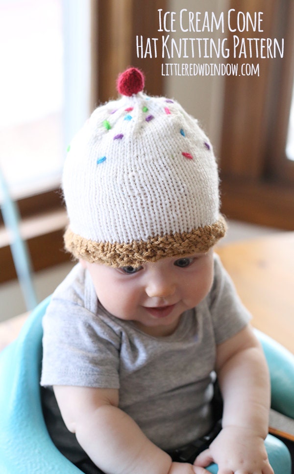 Ice Cream Cone Baby Hat KNITTING PATTERN knit hat pattern