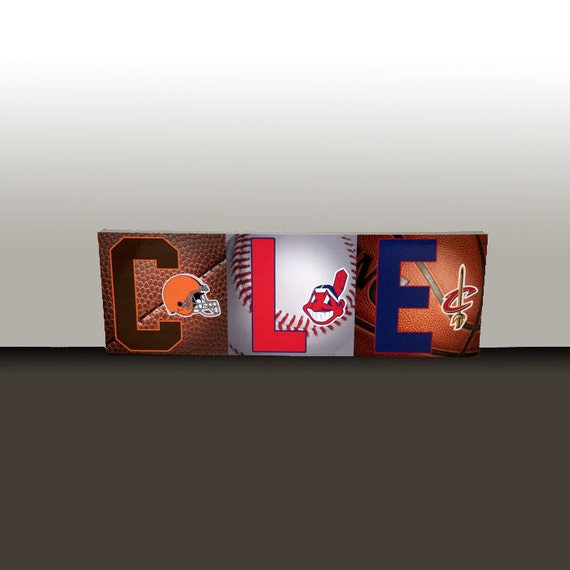 Cleveland Sports Letters Presented on an Art Box Frame