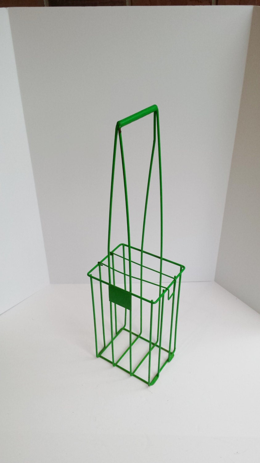 Large Green Vinyl Covered Wire Tennis Ball Hopper Basket with Long