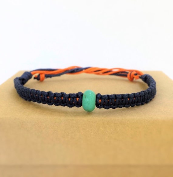 Men's bracelets // dark blue-orange bracelet for by BanSisDesign