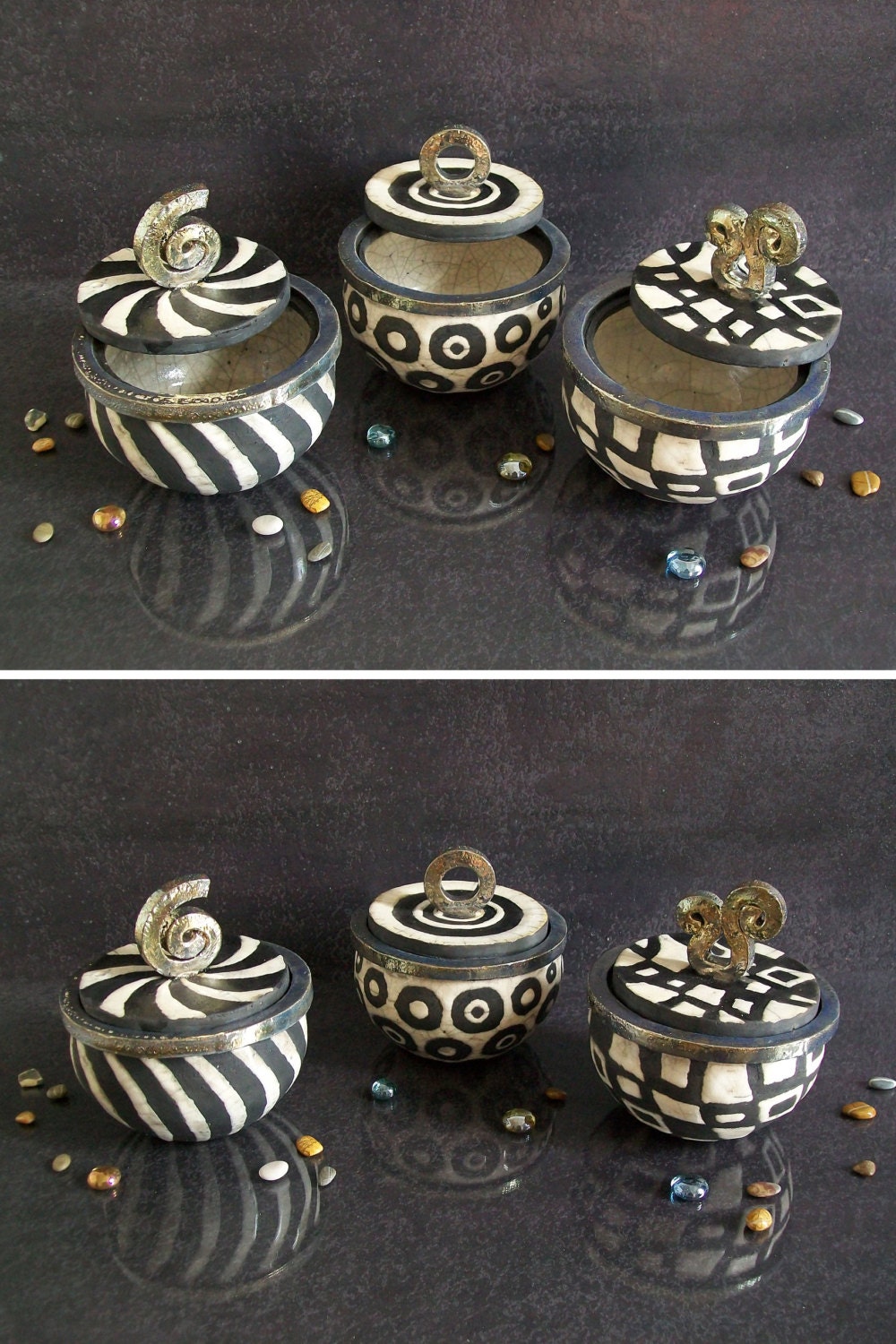 black and white jars ceramic lidded jar jewelry box set of
