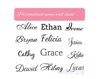 Name wall decal Personalized name wall sticker Kid's name wall decal Small name wall sticker Vinyl name wall sticker Custom name wall decals
