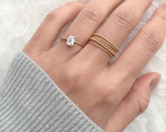 Engagement Ring, White Sapphire Ring, 14K ring, Unique engagement ring, Diamond alternative ring, Solid gold ring,jewelry, wedding ring