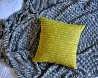 Text Words Cushion Cover, Throw Pillow Cover, Throw Cushion Cover, Decorative Cushion Cover, Decorative Pillow Cover - Mustard Yellow