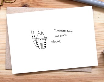 I Miss You Card, I Miss Your Face Card, Thinking of You Card, Long Distance Relationship Card, Miss You Gift, Thinking of You Gift, Cat Card