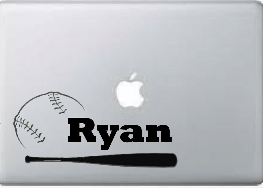 Baseball and Bat decal FREE SHIPPING White vinyl decal