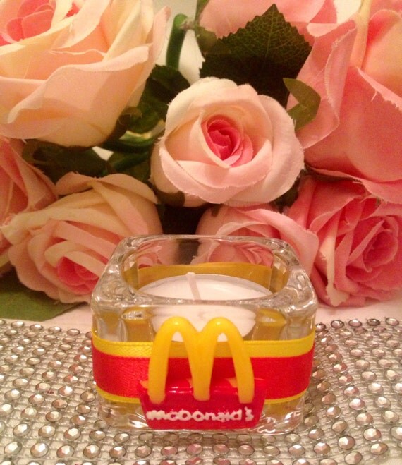 McDonalds CandleFries CandleGlass Tealight Candle by Joyeriauk