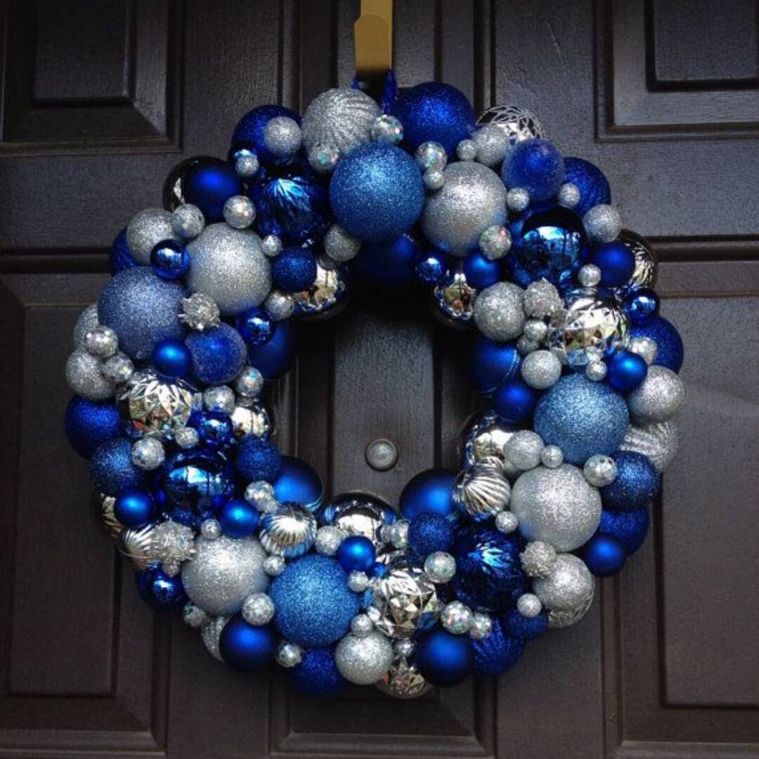 silver and royal blue christmas ornament wreath by artsieani silver and royal blue christmas ornament wreath by artsieani