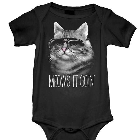 Meows It Going Onesie GT4272800BLK babies onesies funny