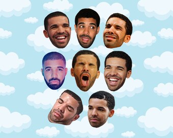 Drake Expressions Sticker Pack 8 ct 2 x 1.5" - Drake - Drake Stickers - Drake accessories - Drake gift - Tumblr Stickers