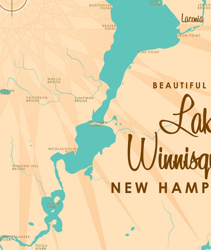Lake Winnisquam NH Map Print