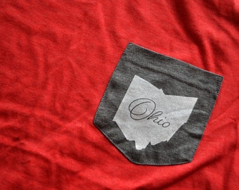 ohio state || ohio state pocket tee || pocket tee || columbus ohio || athens ohio || ohio state buckeyes || ohio university bobcats
