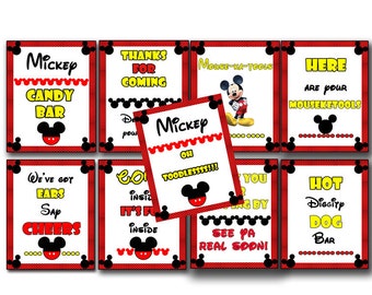 mickey mouse birthday sign - INSTANT DOWNLOAD - 8x10 inches come inside it's fun inside / we've got ears say cheers / hot diggity dog bar