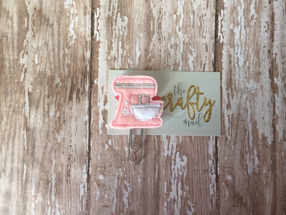 Pink or Teal Retro Type Mixer Paper clip/planner clip/planner supplies. Your choice of color