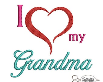 Instant Download Embroidery Design I Love My Grandma Machine Embroidered Design for 4x4 Hoop Size