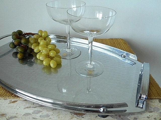 Cocktail Drinks Tray 1950s Ranleigh Chrome Stainless Steel