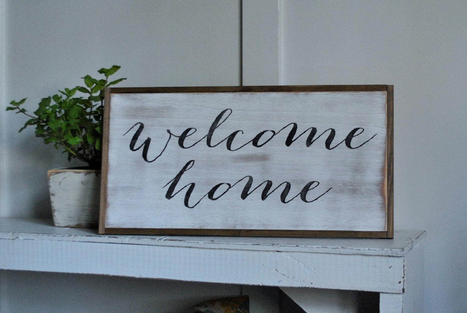 WELCOME HOME 1'X2' entry sign distressed rustic wall