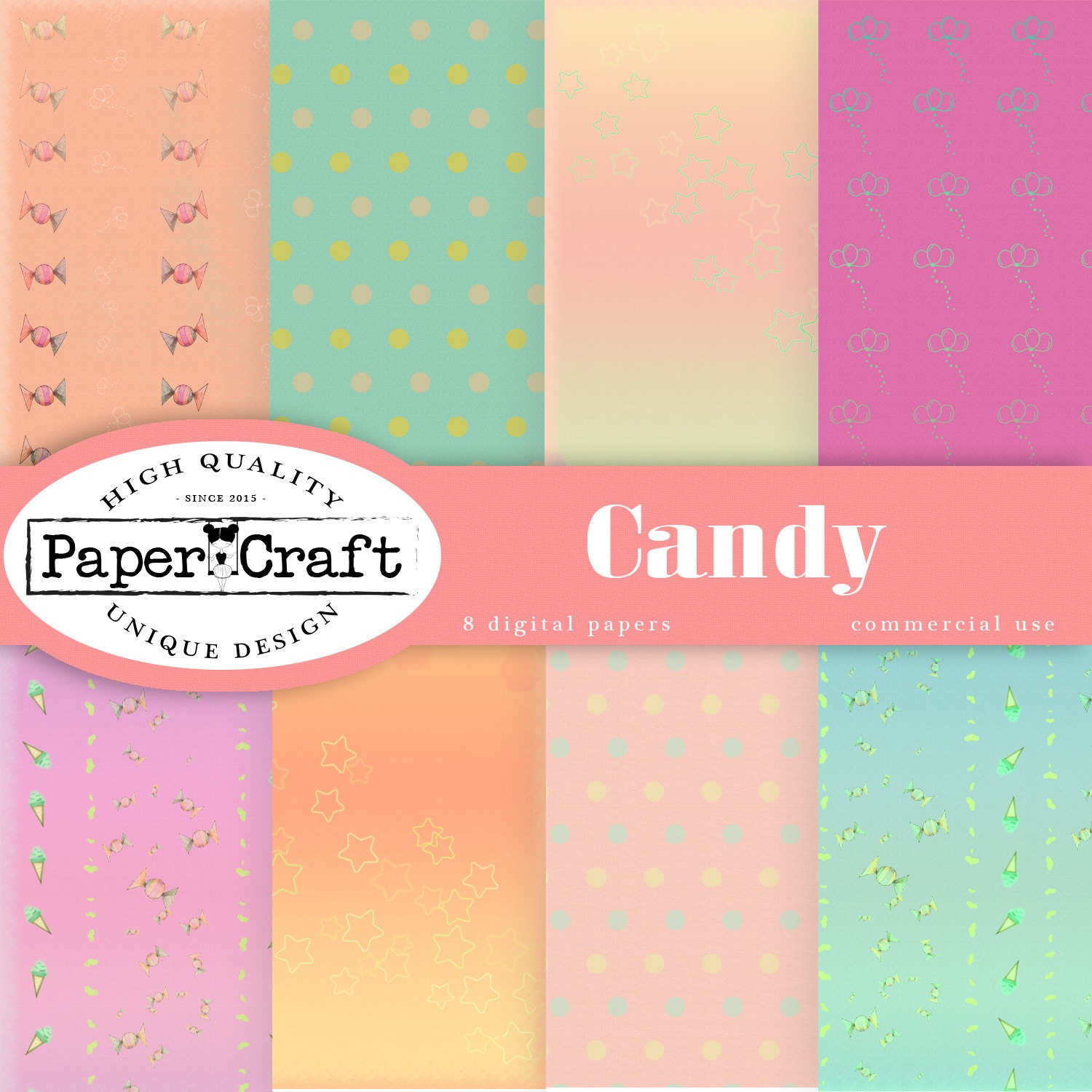 Candy Digital Scrapbook Paper Patterns Scrapbook Page Kit