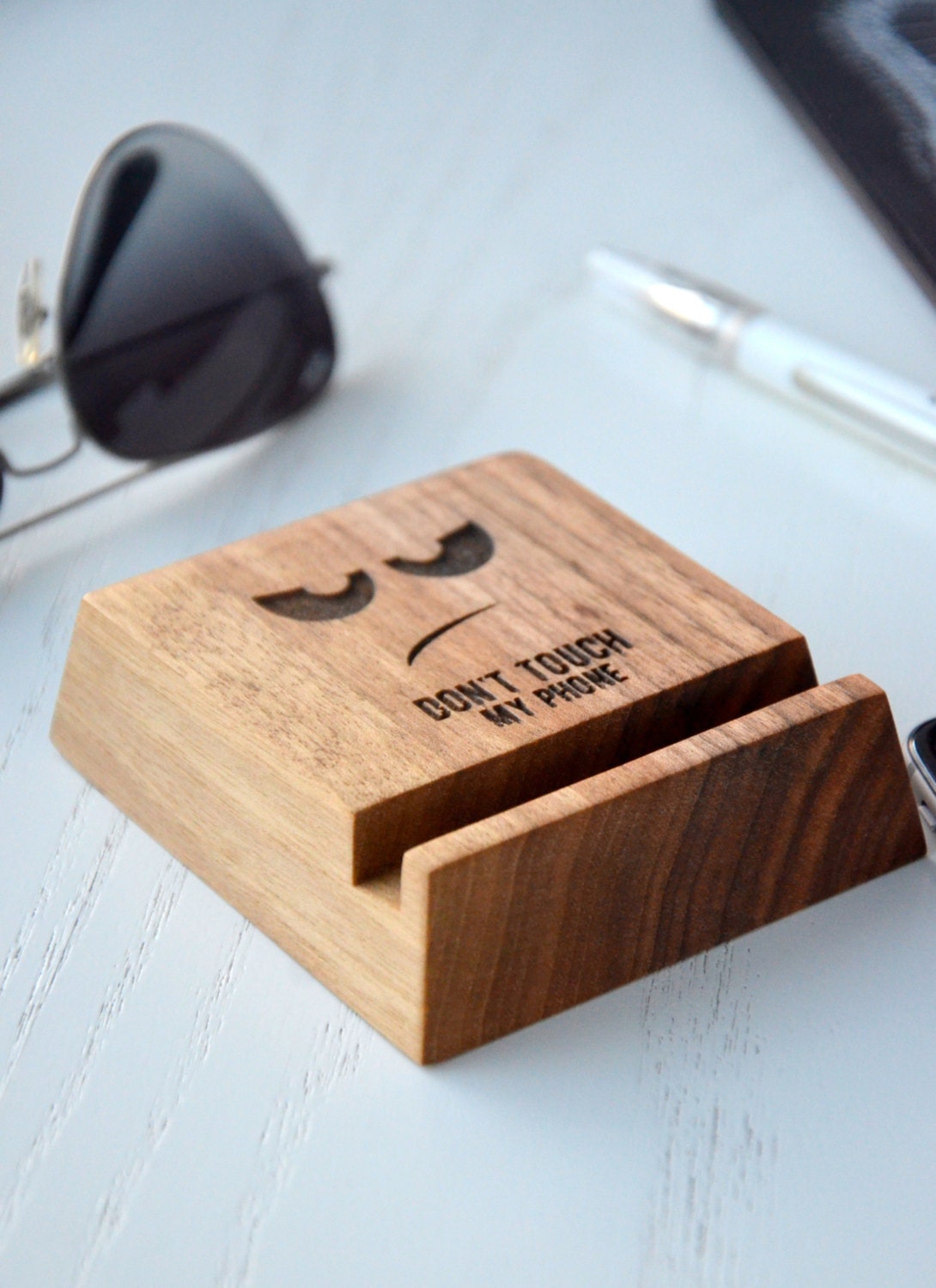 Custom Phone Stand Wood iPhone Holder Personalized iPad Tablet