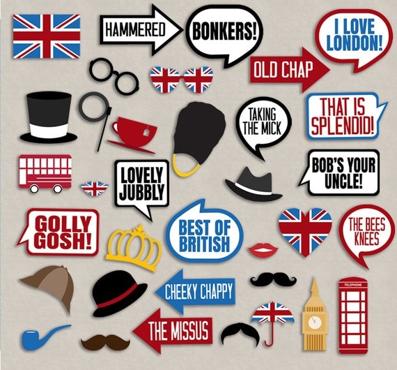 35 British Photo Booth Props British themed by YouGrewPrintables