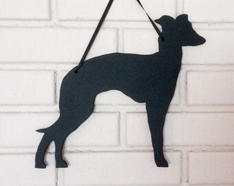 Italian Greyhound Handmade Chalkboard Wall Hanging - Dog Shadow Silhouette - Country Decoration - Great Gift