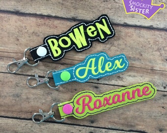 Name Tag for Backpack, Personalized Luggage Tag, Key Chain Fob, Lanyard, ID, Zipper Pull, Monogrammed Charms, Snap Tab