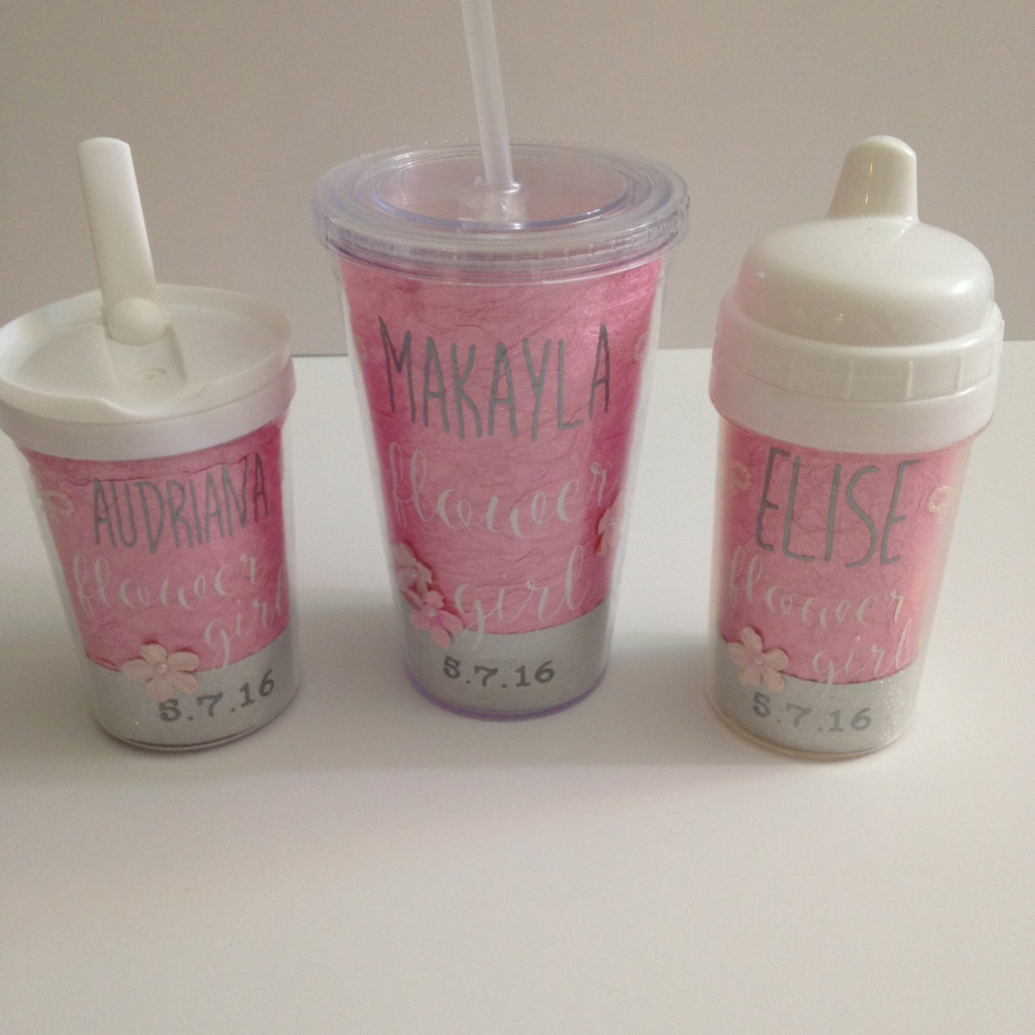 Handmade Flower Girl Sippy Cups by BeYoutifulVAriety on Etsy