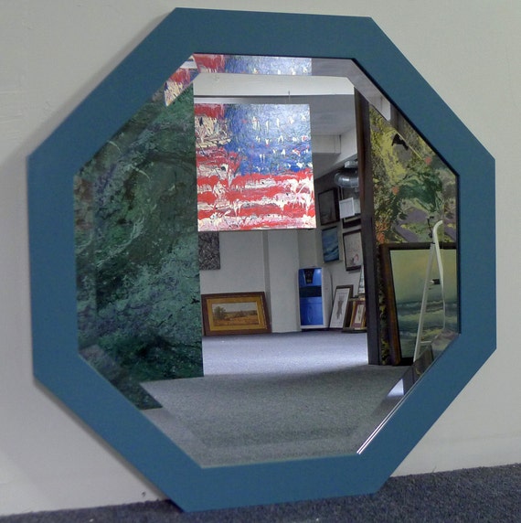 Custom Framed Eight Sided Mirror with Beveled Edge