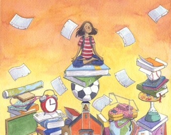 The Mindful Child Original Watercolor Painting Illustration