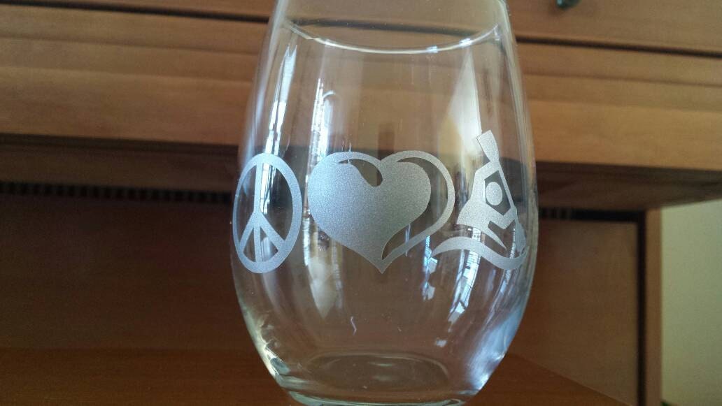 KAYAK WINE GLASS Peace Love Kayak Kayaking Canoe River