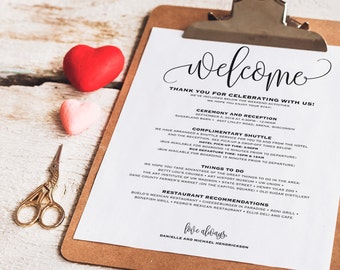 Wedding Itinerary, Welcome Bag, Printable Itinerary, Welcome Letter, Wedding Favor, Wedding Printable, PDF Instant Download #BPB203_53