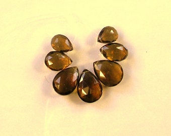 Cognac quartz faceted pear beads AA+ 13-18mm 7pcs